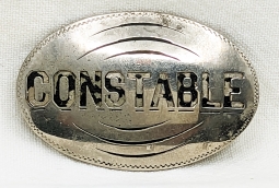 Nice Old 1880s " Stock" Constable Oval Badge with some Jeweler's Black Still in the Lettering