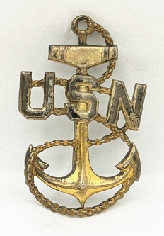 Lovely Salty WWII USN CPO Chief Petty Officer Hat Badge in Sterling by AMICO
