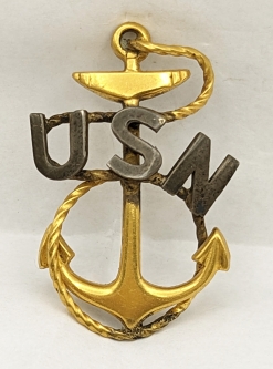 Beautiful ca 1900 USN CPO Chief Petty Officer Hat Badge