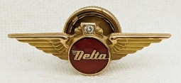 Late 1950s Delta Airlines 10 Year Service Wing in 10K Gold by Balfour