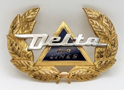 Late 1950s Delta Air Lines Pilot Hat Badge 3rd Issue