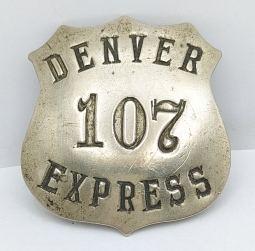 Wonderful Old West 1870s-80s Denver Express Co. Messenger Badge #107 by Denver Maker