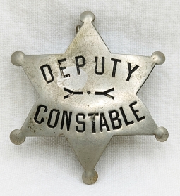 Great Old West 1880s-1890s Deputy Constable Hand Stamped 6-pt Star Badge by  Kansas City Maker