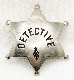 Wonderful ca 1910-1915 6-pt Ball Tip Star "Stock" Detective Badge by Ed Jones
