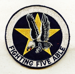 Scarce ca 1946-1948 USN VF-5A Fighting Five Able Jacket Patch Embroidered on Twill
