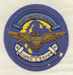 Very Rare 1948 USN VR-21 Fleet Logistic Air Wing Japanese Made Jacket Patch of Pilot Loren L. Brown