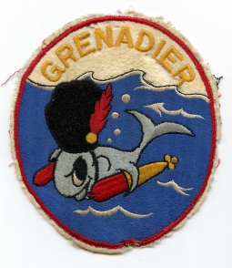Rare Early 1950s USN USS Grenadier SS 525 Large Submarine Jacket Patch Rough Condition