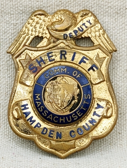 Ca 1960 Hampden County MA Deputy Sheriff Badge by Blackinton