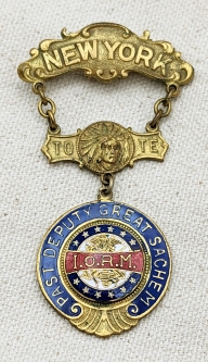 Great ca 1900 Imp. Order of Red Men Sachem Medal from New York