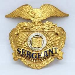 Beautiful Late 1930s Los Angeles CA Police Sergeant Hat Badge by Entenmann