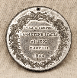 Ext Rare 1844 Martyrs of Italian Independence PORTABLE Medal in Silvered White Metal