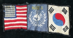 Rare Ca 1954 USMC MASS-2 Jacket Back Flag Patch with US, UN, & S Korea Flags Japanese Marine air sup