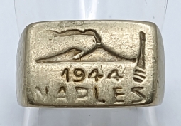 Iconic WWII Italian Made US GI Souvenir Ring 1944 NAPLES sz 7-3/4