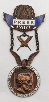 Rare 1912 Republican National Conference Press Badge No Ribbon