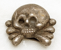 Gorgeous Quality Pre / Early WWII Nazi Panzer Troops Skull in Silvered Tombak
