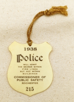 Cool Celluloid 1938 Police & Fire Lines "Badge" from Rochester NY