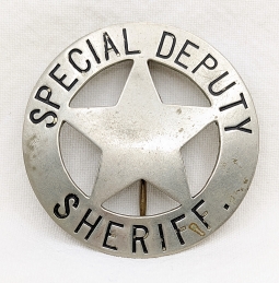 Wonderful Large Old West Special Deputy Sheriff Circles Star Badge ca 1870s-1880s