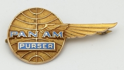 Scarce Late 1960's Pan American Airways Purser Wing 4th Issue in Gold Fill worn by Janis Mullen