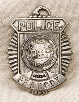 Mid 1930s Peabody MA Special Police Clamshell Badge