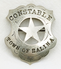 Wonderful Old West 1880s-90s Salina Utah Constable Circle Cut Out Satr Shield Badge