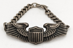 Nice WWII USAAF Pilot Wing Bracelet Made from Sterling Balfour Made Wing