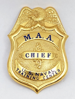 Beautiful WWII US Naval Training Center San Diego Chief MAA Master At ARMS Badge by LAS&SCO