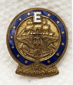 Early WWII 1942 USN E Pin for Production for ARMA Corp Brooklyn NY