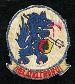Great Salty Late 1960s USN HALTRON-3 Seawolves Pocket Patch with DARK Yellow Rocker Nam Made