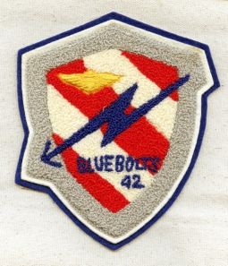 Rare & Beautiful Korean War USN Chenille Jacket Patch for VF-172 Blue Bolts ca 1950