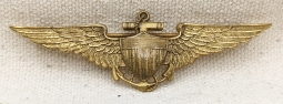Scarce 1920s's USN Pilot Wing by Meyer in Meyer Metal with Early Arrow Marking