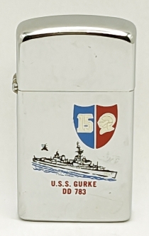 1972 Slim Zippo Fact English for USS Gurke DD 783 Saw Extensive Service in Vietnam