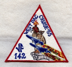 Rare 1955 USN VF-142 Fighting Falcons West Pac Cruise Patch Japanese Made