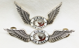 Stunning and Minty Ca 1950 Viking Air Lines Pilot Wing & Hat Badge
