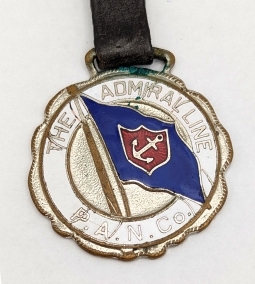 Rare 1910s Pacific Alaska Navigation Co. The Admiral Line Enameled Watch Fob