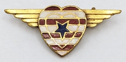 Great Early WWII Winged Heart Sweetheart in Service Pin