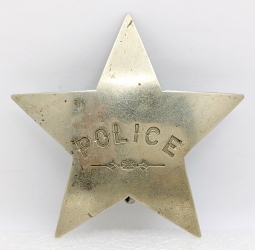 Wonderful HUGE 1880s - 1890s "Stock" 5-pt Star Police Badge in Nickel