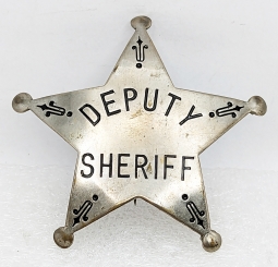 Great 1910s Old West "Stock" Deputy Sheriff 5-pt Star Badge