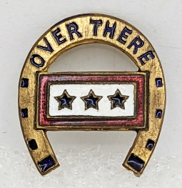 Great WWI 3 Sons in Service OVER THERE Horseshoe Pin