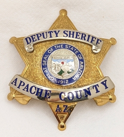 Beautiful 1990's - Early 2000's Apache Co AZ Deputy Sheriff Prototype Badge by TCI