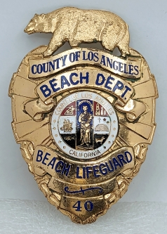 Rare ca 1970 Los Angeles Co CA Beach Department Beach Lifeguard Badge #40 by Entenmann Rovin