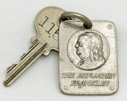 Wonderful 1920s Benjamin Franklin Hotel Philadelphia Key Fob & Key for Room 1152