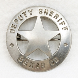 Great Old 1880s-1890s Bexar Co TX Deputy Sheriff Hand Stamped Nickel Circle Star