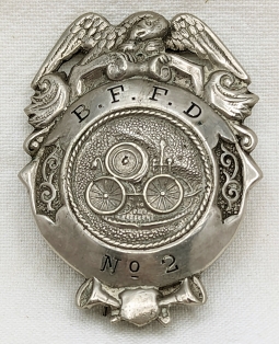 1880s-1890s Most Likely Bellows Falls VT Fire Dept Hose Co No2 Badge by Cairns Brothers NY