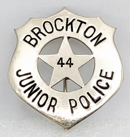 Great Old 1920s-30s Brockton MA Junior Police Badge #44 by Johnston Boston