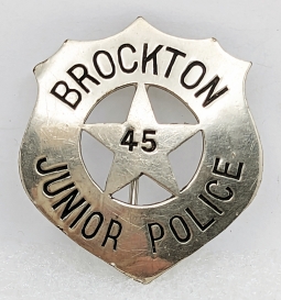 Great Old 1920s-30s Brockton MA Junior Police Badge #45 by Johnston Boston
