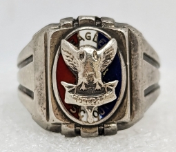 1940s-50s BSA Eagle Scout Ring Type 2B in Enameled Sterling Silver