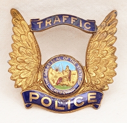 Rare 1950s-60s California Traffic Police Motorcycle Helmet Badge