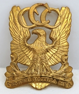 Rare ca 1940 CCC Civilian Conservation Corps Officer Visor Hat Badge in Gilt Brass