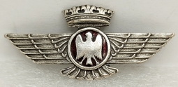 Early Spanish Civil War ca 1936 Nationalist Spain Miniature Pilot Wing Badge in Enameled Silvered To