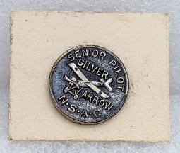 Ca 1930 Kingsbury Toys National Silver Arrow Club Senior Pilot Pin on Original Card
